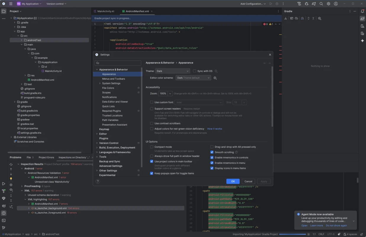 Android Studio captura de pantalla de la ventana de herramientas