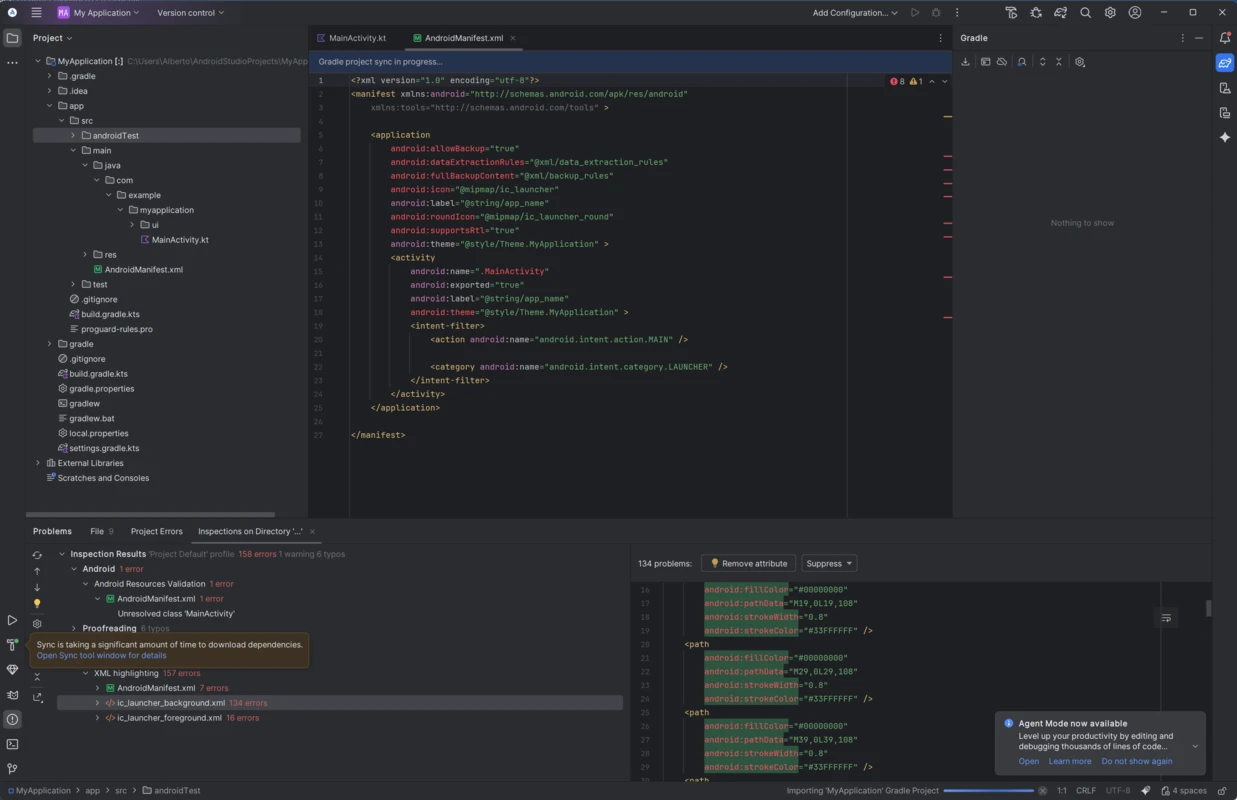 Android Studio tooling screenshot